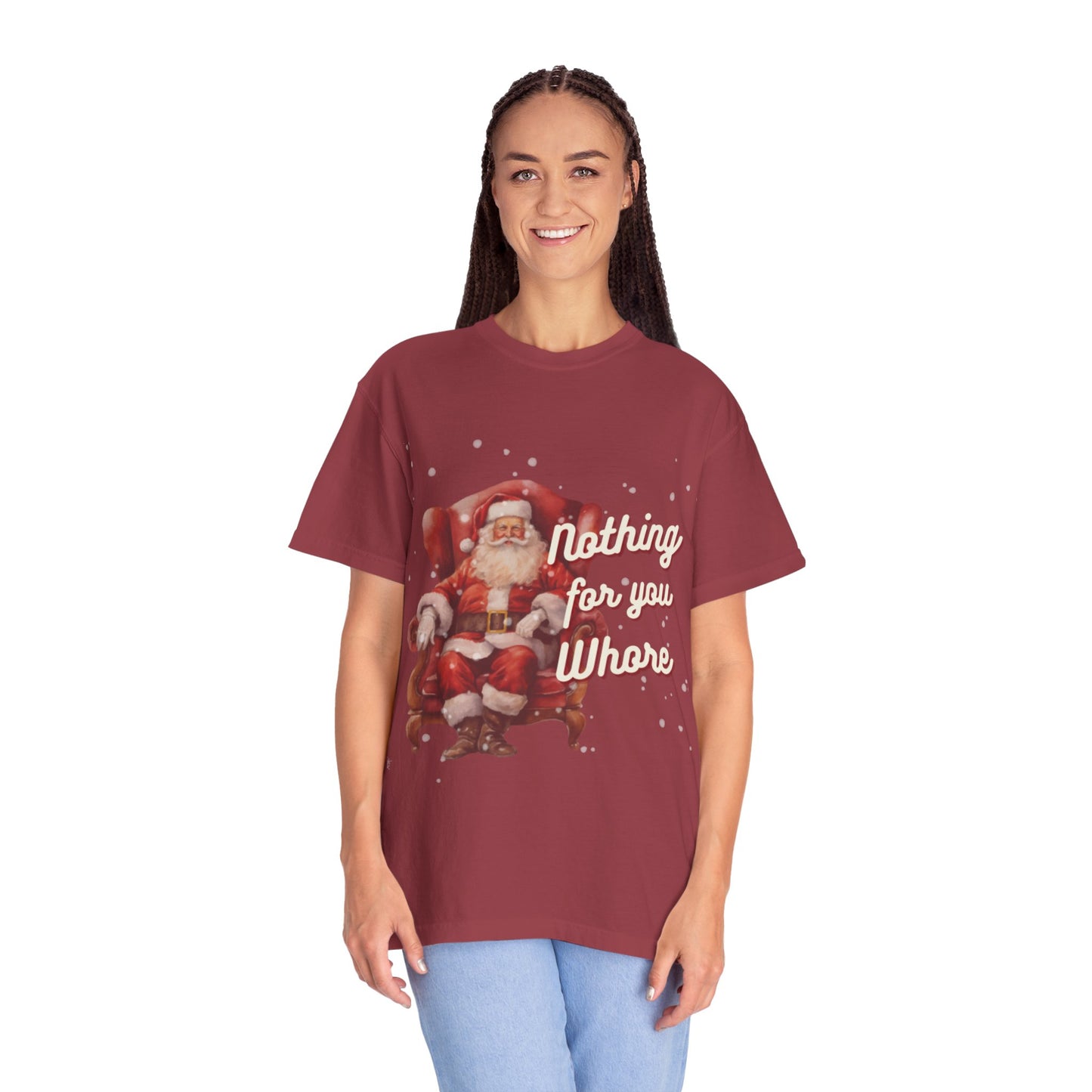 Humorous Christmas T-Shirt: 'Nothing for You Whore' Design
