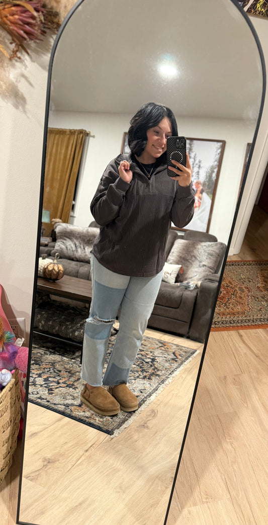 Carbon Grey Waffle Knit Pullover