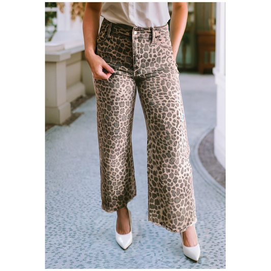 Leopard Wide Leg Jeans